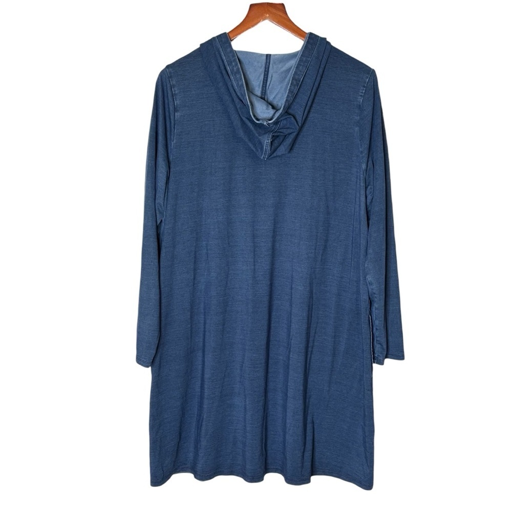 J Jill Pure Jill Indigo Hooded Tunic Dress Size L Blue Lyocell Blend Coastal - Picture 3 of 9